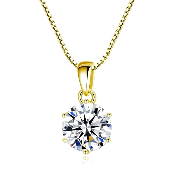 *Certified 1ct D Color VVS1 Moissanite Diamond 18K Gold Plated 92.5 Necklace